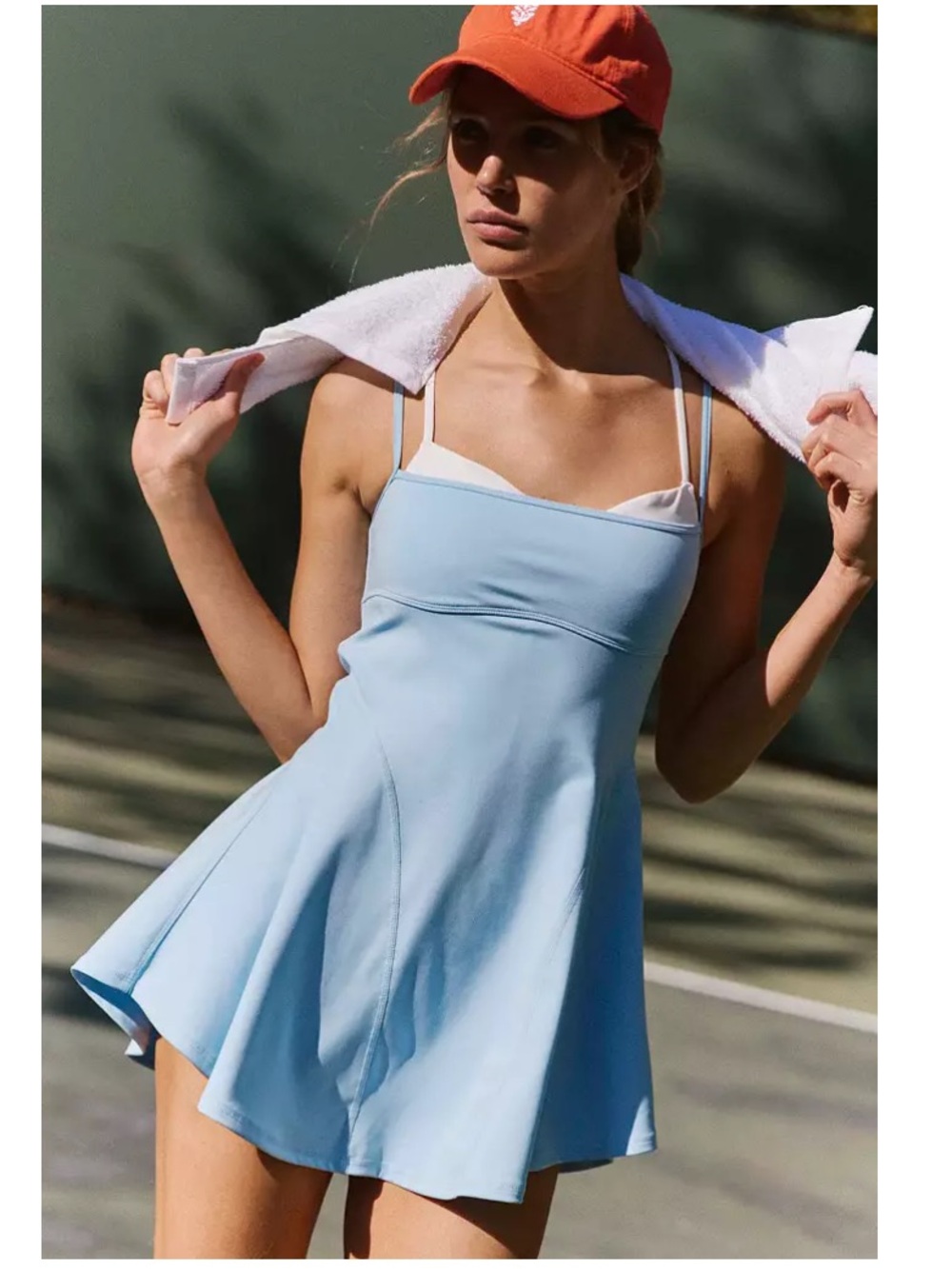 FP Movement Women Baseline Tennis Dress Sky Blue White Small New Romper Shorts